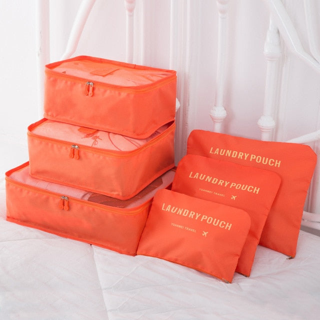 6pcs/set Luggage Organizer Bag Large Waterproof Travel Accessories Polyester Packing Cubes Organiser For Clothing Storage Bags