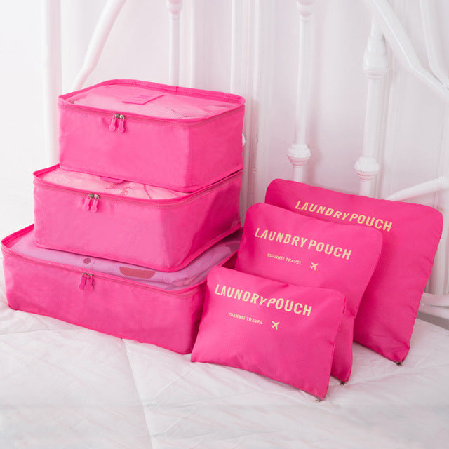 6pcs/set Luggage Organizer Bag Large Waterproof Travel Accessories Polyester Packing Cubes Organiser For Clothing Storage Bags