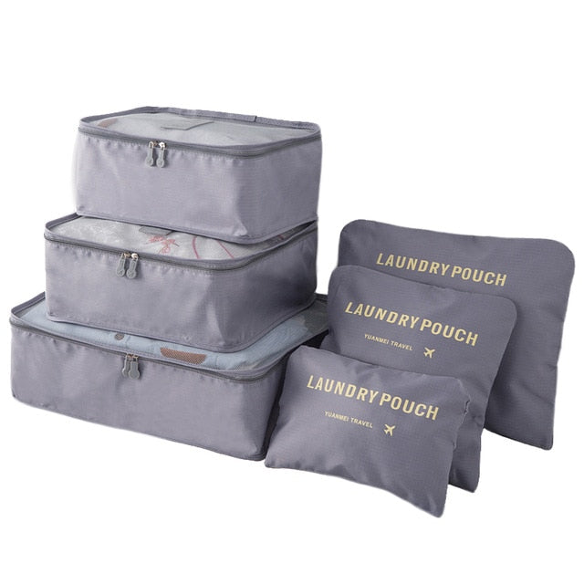 6pcs/set Travel Organizer Storage Bags Portable Luggage Organizer Clothes Tidy Pouch Suitcase Packing Laundry Bag Storage Case