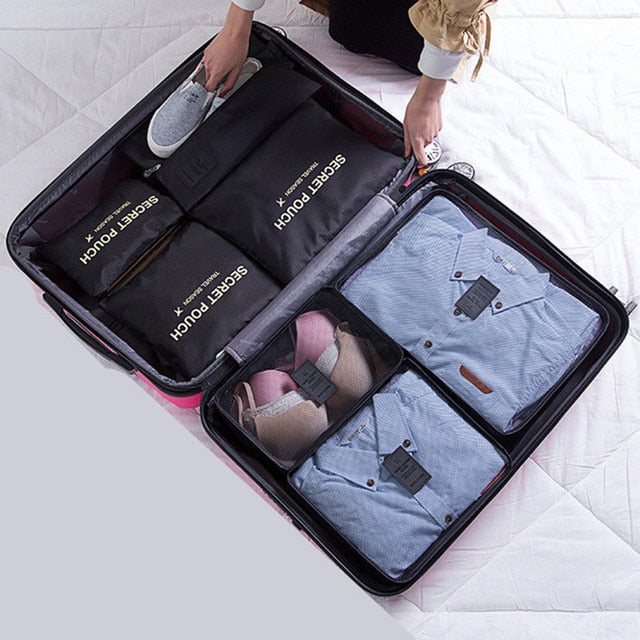 7Pcs/set luggage Travel bag Suitcase Clothes Storage Bag Cosmetics packing cube organizer Baggage travel luggage bag accessories