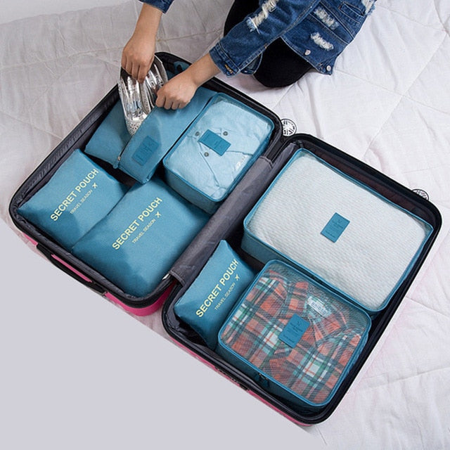 7Pcs/set luggage Travel bag Suitcase Clothes Storage Bag Cosmetics packing cube organizer Baggage travel luggage bag accessories