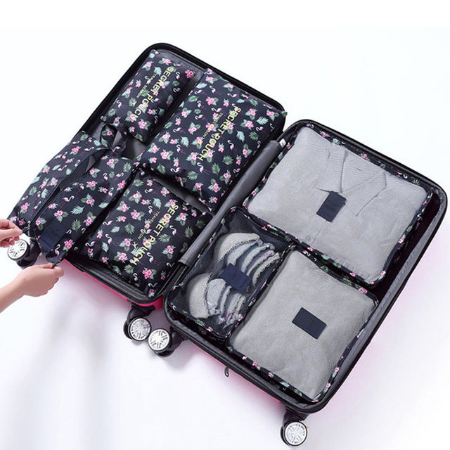 7Pcs/set luggage Travel bag Suitcase Clothes Storage Bag Cosmetics packing cube organizer Baggage travel luggage bag accessories