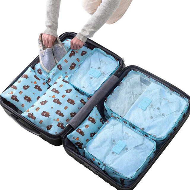 7Pcs/set luggage Travel bag Suitcase Clothes Storage Bag Cosmetics packing cube organizer Baggage travel luggage bag accessories