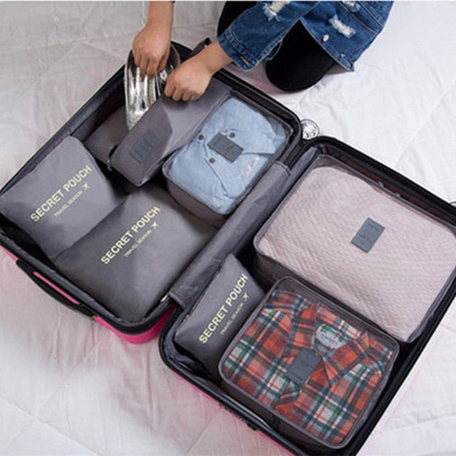 7Pcs/set luggage Travel bag Suitcase Clothes Storage Bag Cosmetics packing cube organizer Baggage travel luggage bag accessories