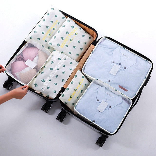 7Pcs/set luggage Travel bag Suitcase Clothes Storage Bag Cosmetics packing cube organizer Baggage travel luggage bag accessories