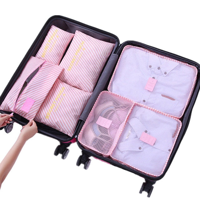 7Pcs/set luggage Travel bag Suitcase Clothes Storage Bag Cosmetics packing cube organizer Baggage travel luggage bag accessories