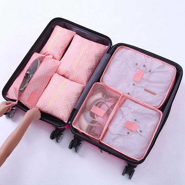 7Pcs/set luggage Travel bag Suitcase Clothes Storage Bag Cosmetics packing cube organizer Baggage travel luggage bag accessories
