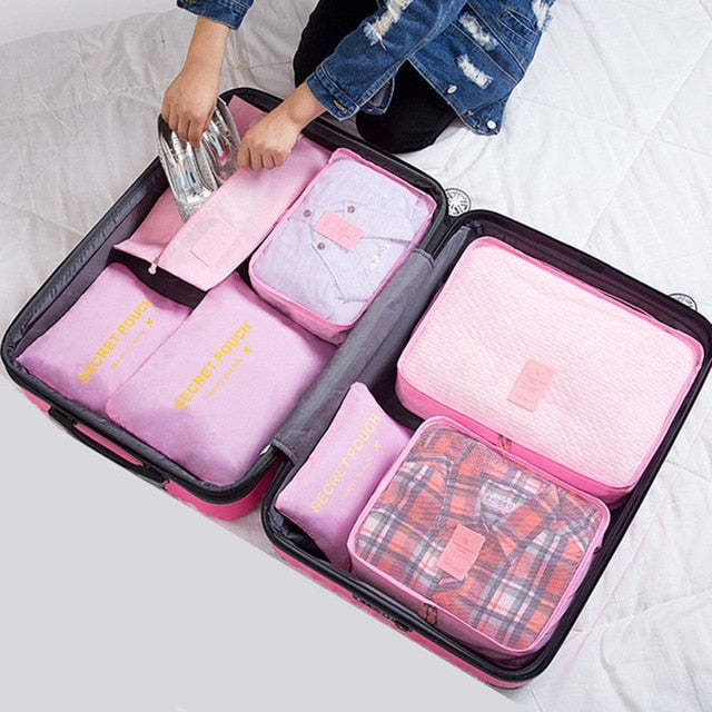7Pcs/set luggage Travel bag Suitcase Clothes Storage Bag Cosmetics packing cube organizer Baggage travel luggage bag accessories