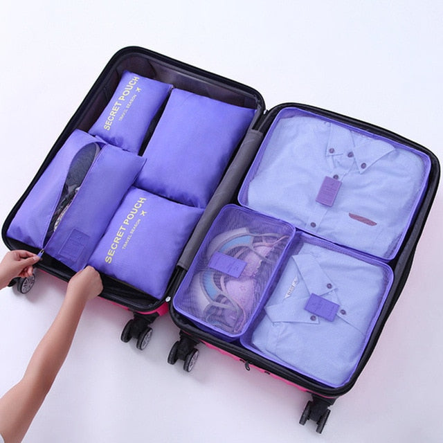 7Pcs/set luggage Travel bag Suitcase Clothes Storage Bag Cosmetics packing cube organizer Baggage travel luggage bag accessories