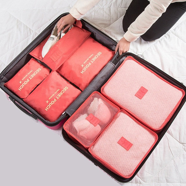 7Pcs/set luggage Travel bag Suitcase Clothes Storage Bag Cosmetics packing cube organizer Baggage travel luggage bag accessories