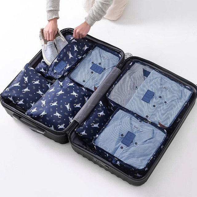 7Pcs/set luggage Travel bag Suitcase Clothes Storage Bag Cosmetics packing cube organizer Baggage travel luggage bag accessories