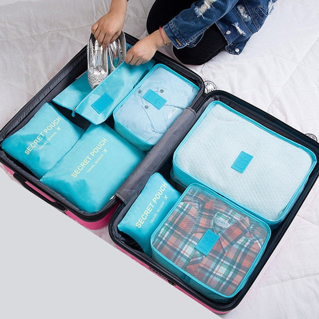 7Pcs/set luggage Travel bag Suitcase Clothes Storage Bag Cosmetics packing cube organizer Baggage travel luggage bag accessories