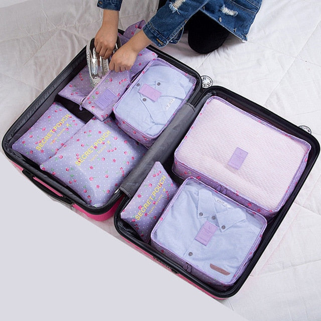 7Pcs/set luggage Travel bag Suitcase Clothes Storage Bag Cosmetics packing cube organizer Baggage travel luggage bag accessories