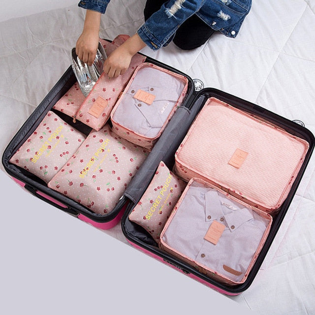 7Pcs/set luggage Travel bag Suitcase Clothes Storage Bag Cosmetics packing cube organizer Baggage travel luggage bag accessories