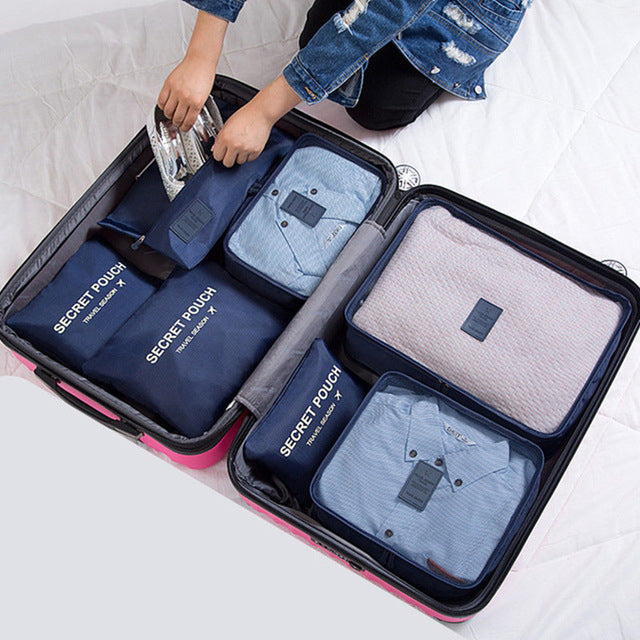 7Pcs/set luggage Travel bag Suitcase Clothes Storage Bag Cosmetics packing cube organizer Baggage travel luggage bag accessories