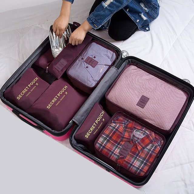 7Pcs/set luggage Travel bag Suitcase Clothes Storage Bag Cosmetics packing cube organizer Baggage travel luggage bag accessories