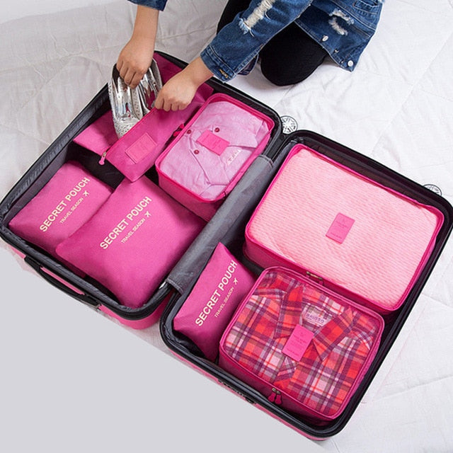 7Pcs/set luggage Travel bag Suitcase Clothes Storage Bag Cosmetics packing cube organizer Baggage travel luggage bag accessories
