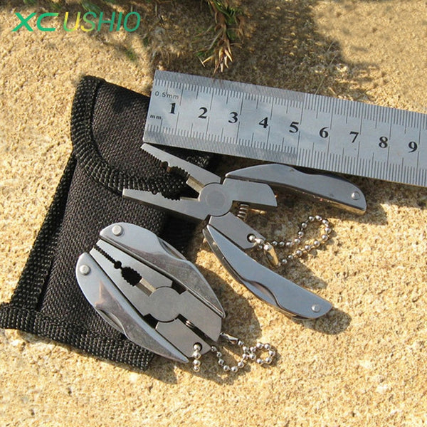 Portable Multifunction Folding Plier,Stainless Steel Foldaway Knife Keychain Screwdriver,Camping Survival EDC Tools Travel Kits