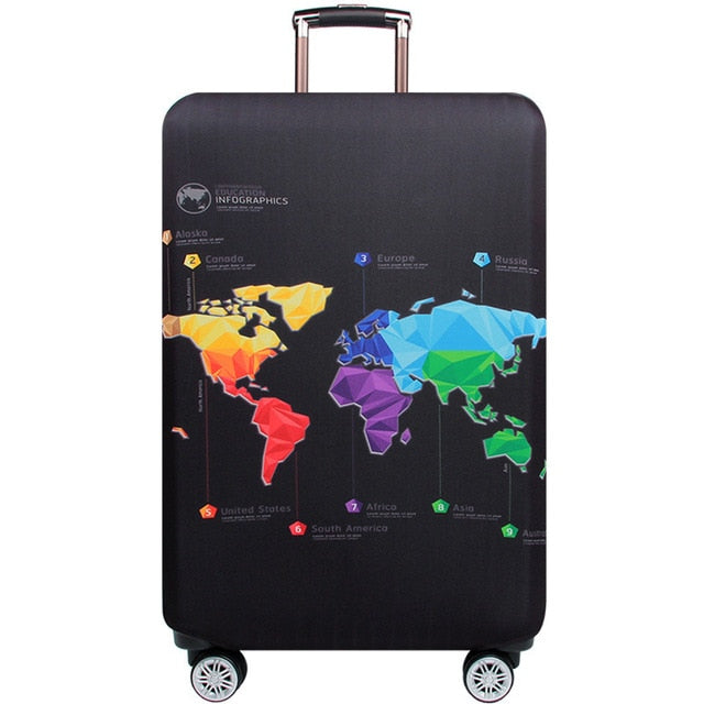 HMUNII World Map Design Luggage Protective Cover Travel Suitcase Cover Elastic Dust Cases For 18 to 32 Inches Travel Accessories