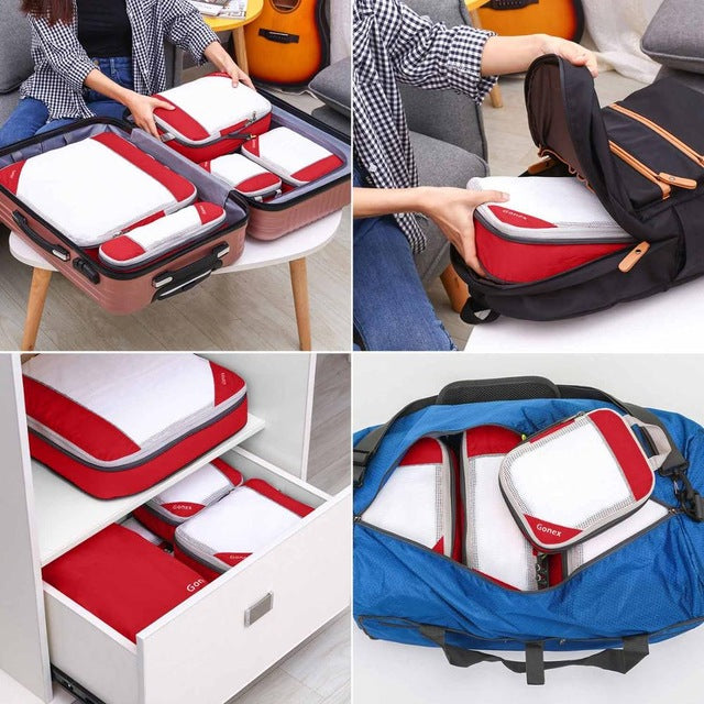 Gonex Travel Storage Bag 19inch Suitcase Luggage Organizer Set Hanging Compression Packing Cubes for Clothing Underwear Shoes