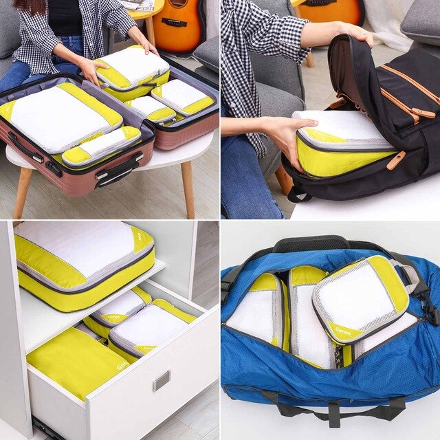 Gonex Travel Storage Bag 19inch Suitcase Luggage Organizer Set Hanging Compression Packing Cubes for Clothing Underwear Shoes