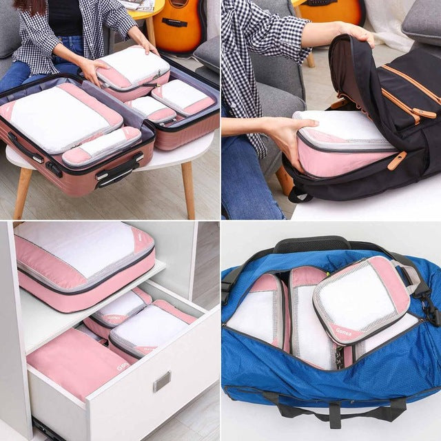 Gonex Travel Storage Bag 19inch Suitcase Luggage Organizer Set Hanging Compression Packing Cubes for Clothing Underwear Shoes
