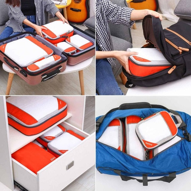 Gonex Travel Storage Bag 19inch Suitcase Luggage Organizer Set Hanging Compression Packing Cubes for Clothing Underwear Shoes