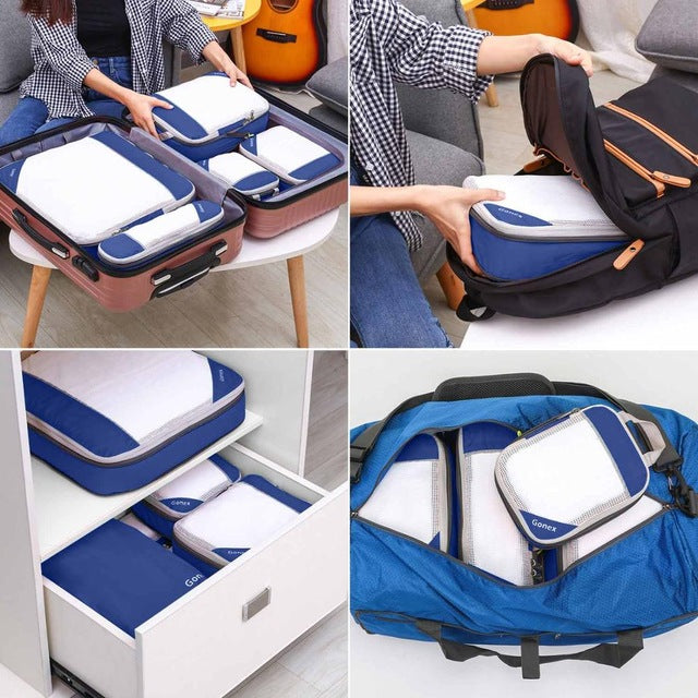 Gonex Travel Storage Bag 19inch Suitcase Luggage Organizer Set Hanging Compression Packing Cubes for Clothing Underwear Shoes