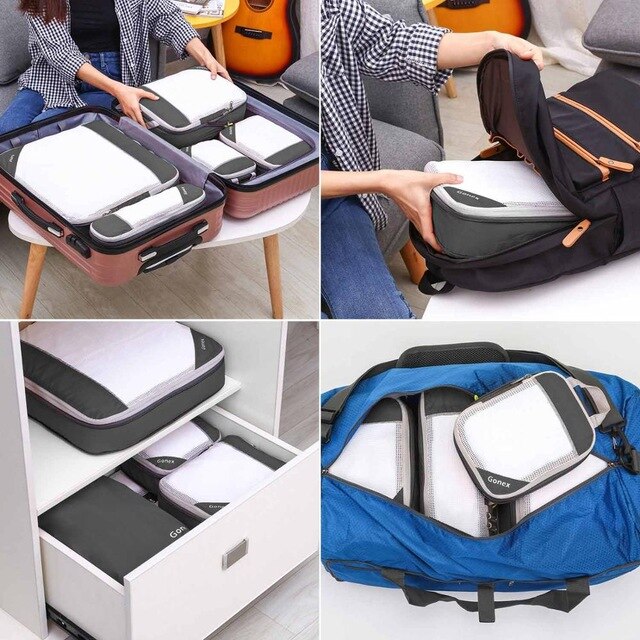 Gonex Travel Storage Bag 19inch Suitcase Luggage Organizer Set Hanging Compression Packing Cubes for Clothing Underwear Shoes