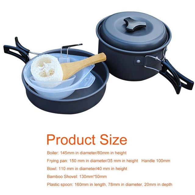 Outdoor Camping Cookware Set Marching Ultralight Tableware Cooking Stove Kit Travel Pan Hiking Picnic Camping Tools 1-2 Person
