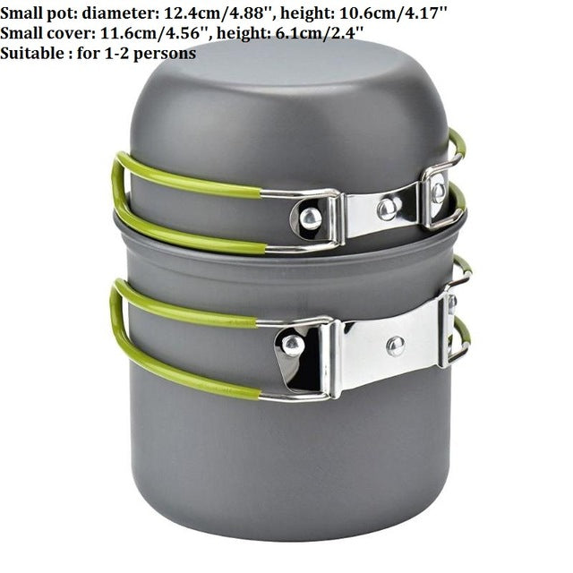 Outdoor Camping Cookware Set Marching Ultralight Tableware Cooking Stove Kit Travel Pan Hiking Picnic Camping Tools 1-2 Person