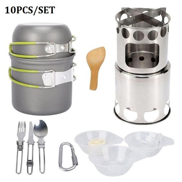 Outdoor Camping Cookware Set Marching Ultralight Tableware Cooking Stove Kit Travel Pan Hiking Picnic Camping Tools 1-2 Person