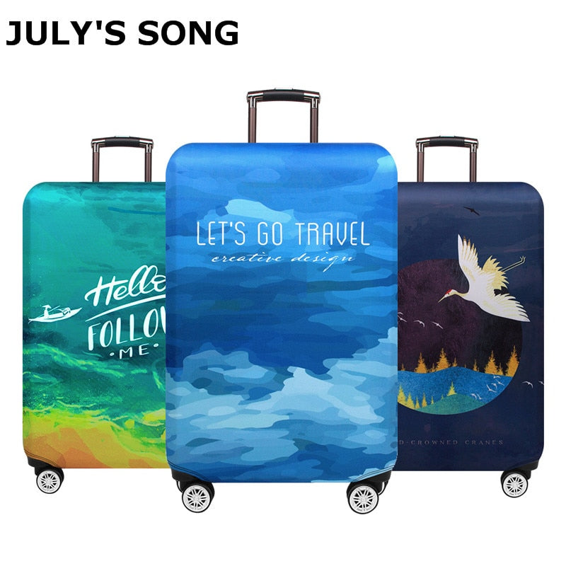 JULY'S SONG Trolley Luggage Protctive Cover Travel Suitcase Case Elastic Suitcase Protective Covers For 18-32 Inch Luggage Cover
