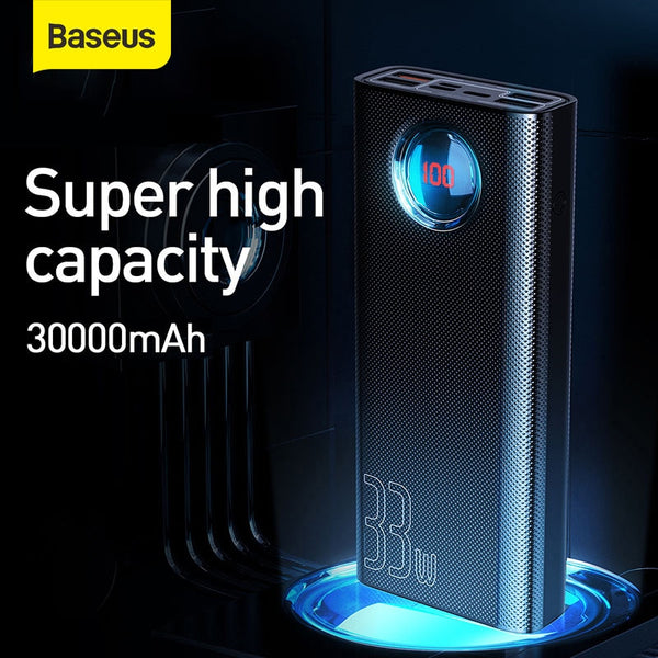 Baseus 30000mAh Power Bank PD SUB 3.0 Fast Charging Portable Charger 33W Powerbank Travel External Battery Pack For Phone Laptop