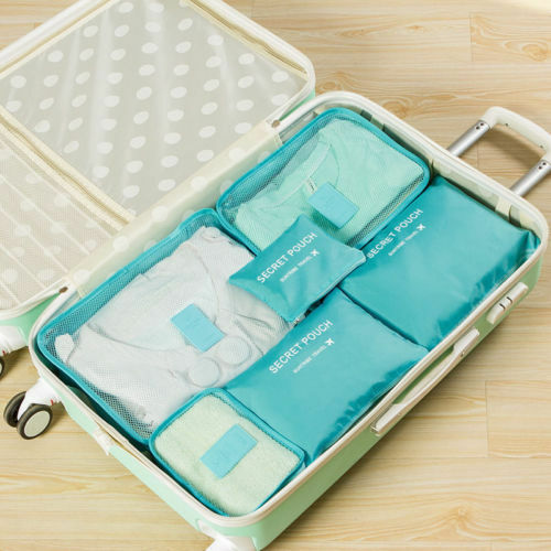6pcs Waterproof Travel Storage Bag Clothes Packing Cube Luggage Organizer Sets Nylon Home Storage Travel Pouch Portable Bags