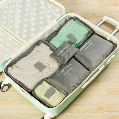 6pcs Waterproof Travel Storage Bag Clothes Packing Cube Luggage Organizer Sets Nylon Home Storage Travel Pouch Portable Bags