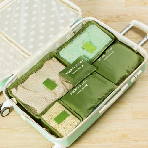 6pcs Waterproof Travel Storage Bag Clothes Packing Cube Luggage Organizer Sets Nylon Home Storage Travel Pouch Portable Bags