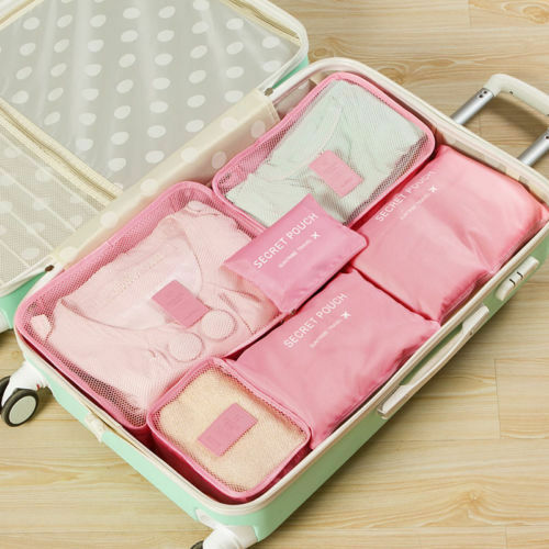 6pcs Waterproof Travel Storage Bag Clothes Packing Cube Luggage Organizer Sets Nylon Home Storage Travel Pouch Portable Bags