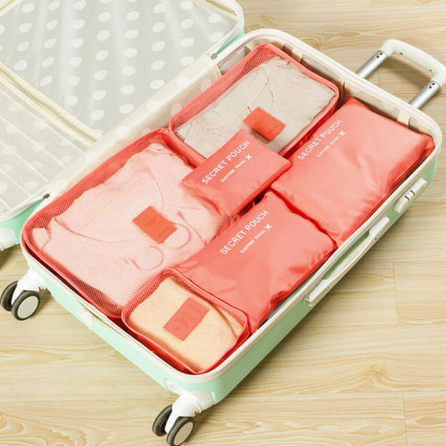 6pcs Waterproof Travel Storage Bag Clothes Packing Cube Luggage Organizer Sets Nylon Home Storage Travel Pouch Portable Bags