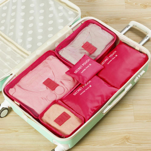 6pcs Waterproof Travel Storage Bag Clothes Packing Cube Luggage Organizer Sets Nylon Home Storage Travel Pouch Portable Bags