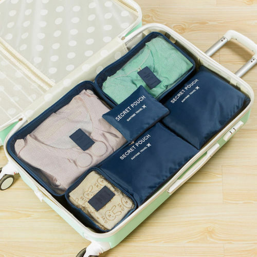 6pcs Waterproof Travel Storage Bag Clothes Packing Cube Luggage Organizer Sets Nylon Home Storage Travel Pouch Portable Bags