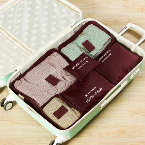 6pcs Waterproof Travel Storage Bag Clothes Packing Cube Luggage Organizer Sets Nylon Home Storage Travel Pouch Portable Bags