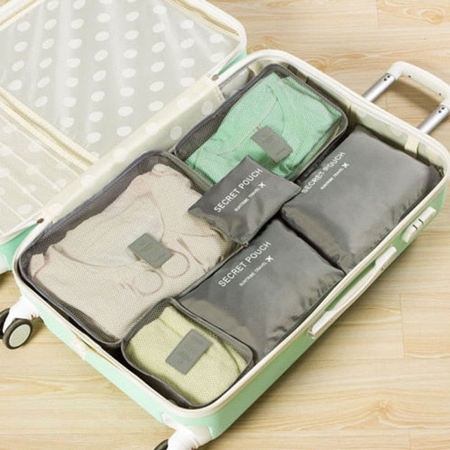 2020 New 6pcs Travel Waterproof Organizer Bag Clothes Pouch Portable Storage Case Luggage Suitcase Storage bag Fashion