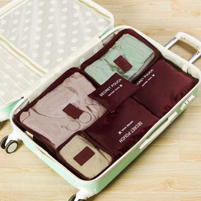 2020 New 6pcs Travel Waterproof Organizer Bag Clothes Pouch Portable Storage Case Luggage Suitcase Storage bag Fashion