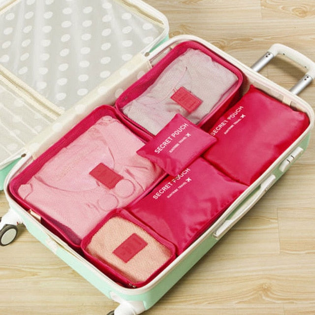 2020 New 6pcs Travel Waterproof Organizer Bag Clothes Pouch Portable Storage Case Luggage Suitcase Storage bag Fashion