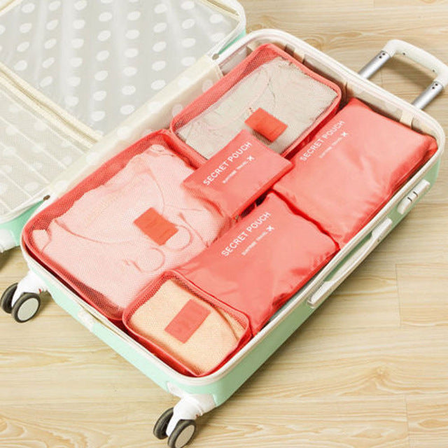 2020 New 6pcs Travel Waterproof Organizer Bag Clothes Pouch Portable Storage Case Luggage Suitcase Storage bag Fashion