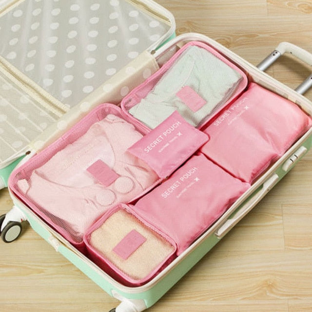 2020 New 6pcs Travel Waterproof Organizer Bag Clothes Pouch Portable Storage Case Luggage Suitcase Storage bag Fashion