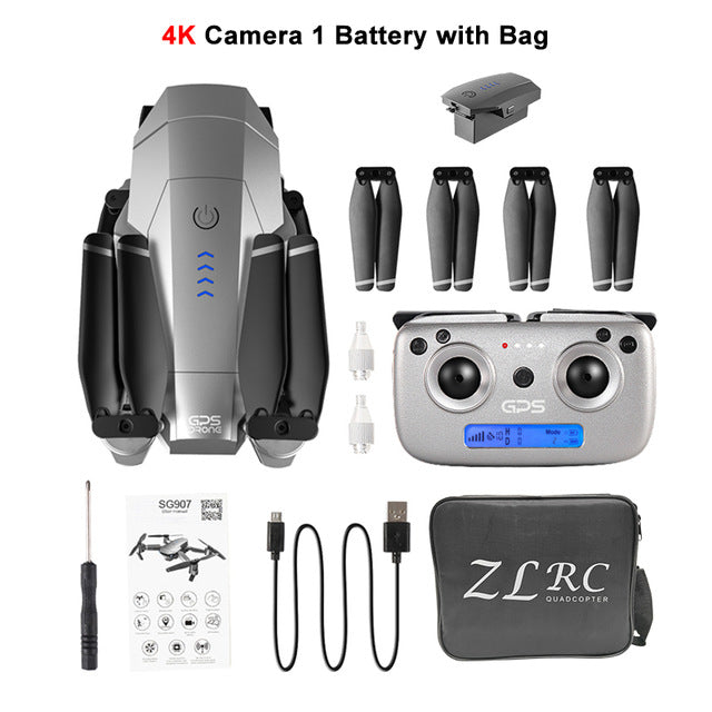 LAUMOX SG907 GPS Drone with 4K HD Adjustment Camera Wide Angle 5G WIFI FPV RC Quadcopter Professional Foldable Drones E520S E58
