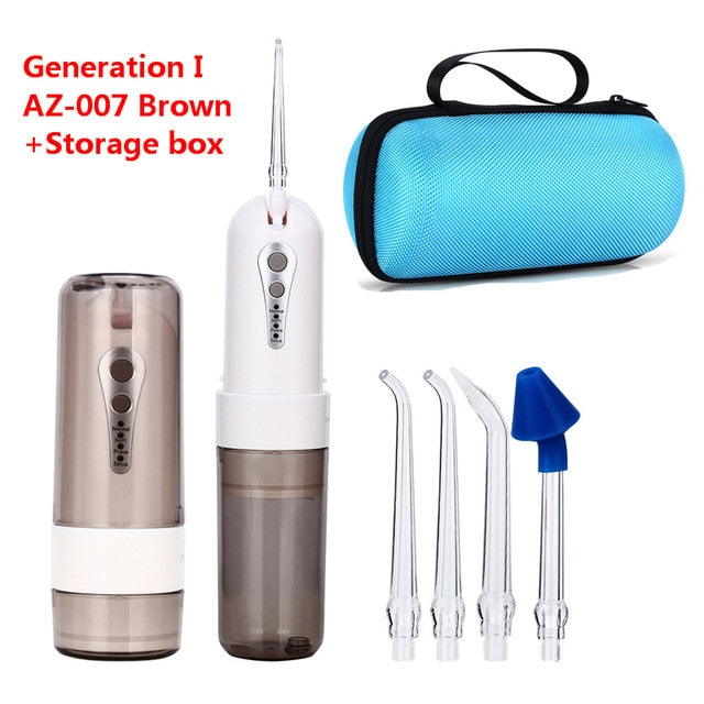 AZDENT AZ-007 AZ-008Pro Oral Irrigator USB Recharge Cordless Water Teeth Cleaner Travel Foldable 5 Jet Tips 4 Modes Adult Child