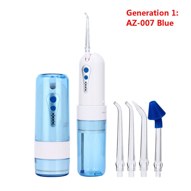 AZDENT AZ-007 AZ-008Pro Oral Irrigator USB Recharge Cordless Water Teeth Cleaner Travel Foldable 5 Jet Tips 4 Modes Adult Child